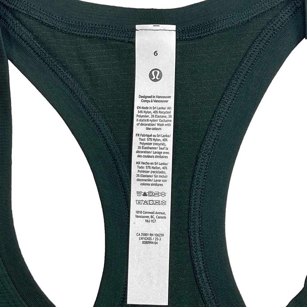 Lululemon Swiftly Tech Scoopneck Tank Sz 6 New $58 Green Race Waist Length Top - Picture 5 of 10